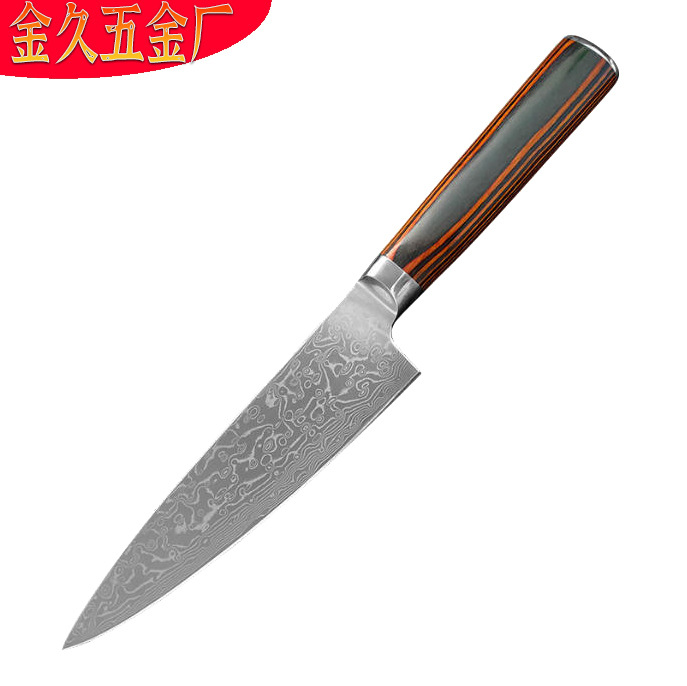 Cross-Border 67-Layer Forged Damascus Steel Fruit Knife, Meat Knife, Melon and Fruit Peeling Household Steak Knife, Meat Cleaver