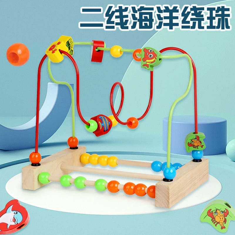 Деревянная игрушка-лабиринт с бусинами 2–4 года