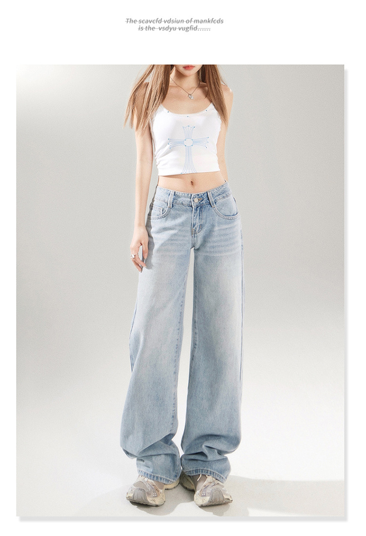 American retro low-waisted spicy girl loose wide-leg pants versatile spring and summer straight-leg jeans for women & long pants pic 15