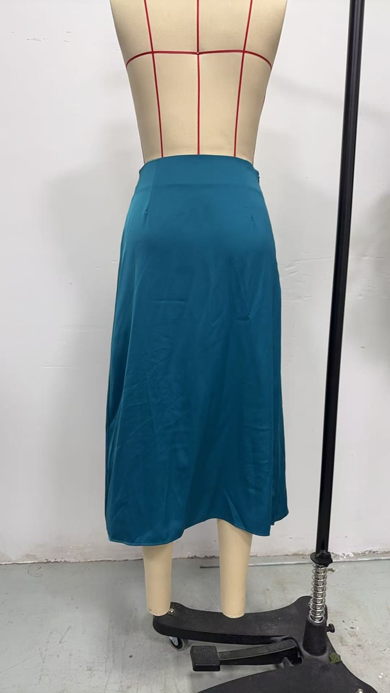 Women's Clothing Women's Satin Pleated Printed Striped Midi Skirt With Slit Style Summer For Formal & Casual For Women_ecoleips.com