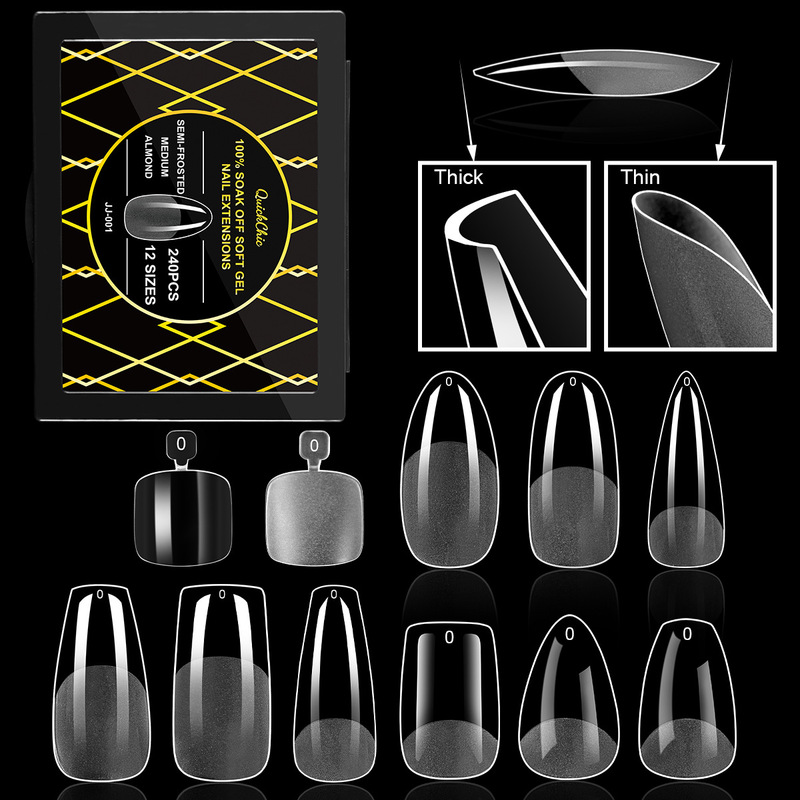 Cross-Border European and American New Style Manicure Nails, Transparent Semi-Frosted Ultra-Thin Extension, Traceless, No Engraving, Hand and Finger Nails, 240 Pieces Cross-Border European and American New Style Manicure Nails, Transparent Semi-Frosted Ultra-Thin Extension, Traceless, No Engraving, Hand and Finger Nails, 240 Pieces