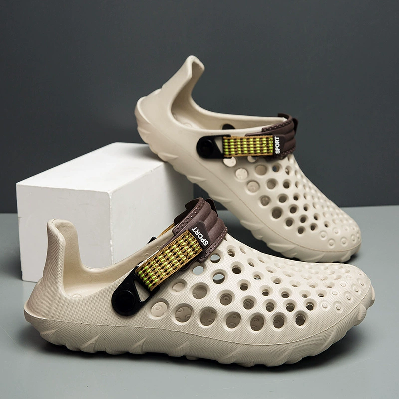 Мужские летние нескользящие шлепанцы Croc Shoes 2025, пляжные сандалии-вьетнамки двойного назначения