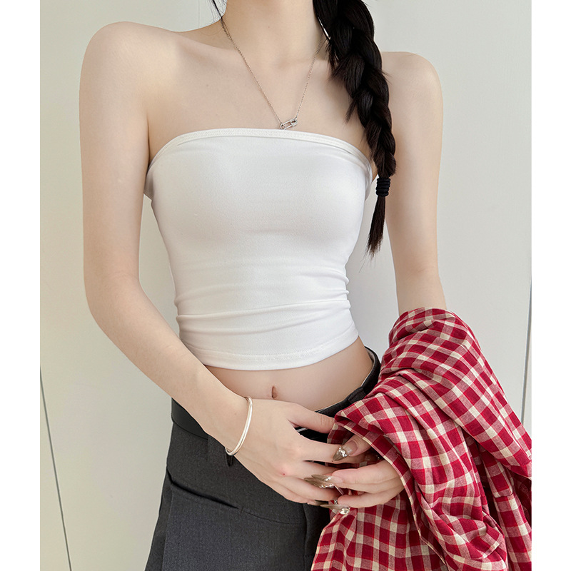 白色高品质抹胸吊带背心女夏季新款短裤内搭显瘦打底性感美背上衣