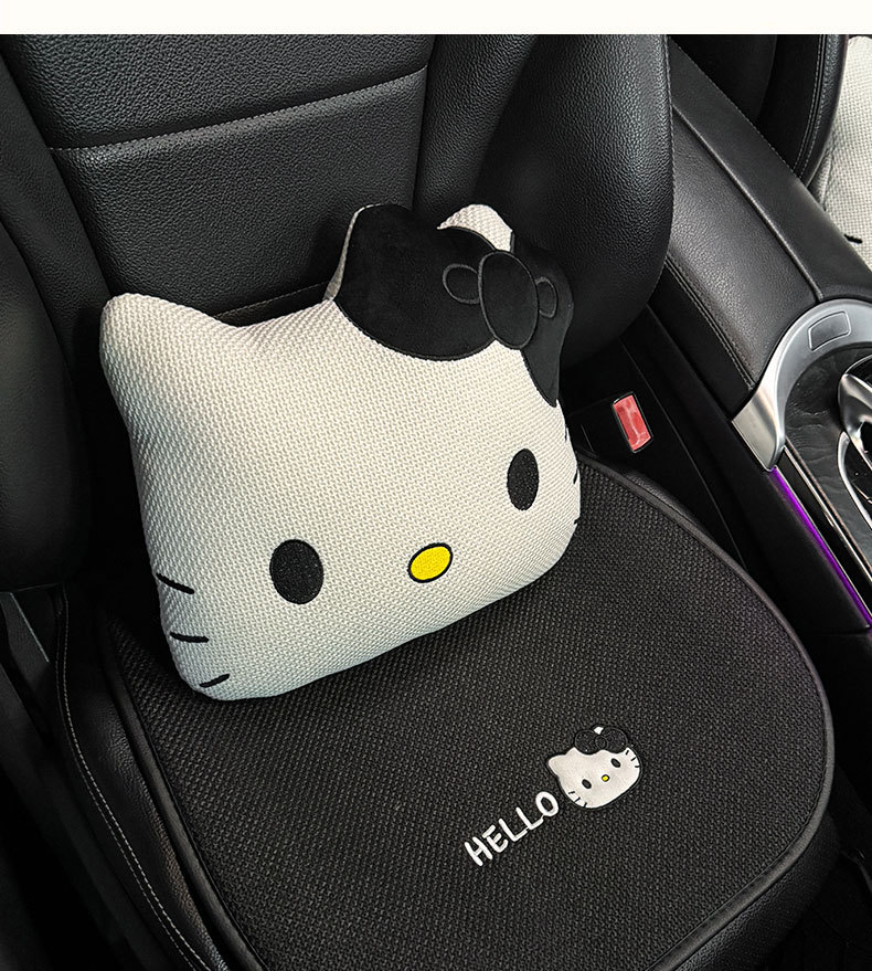 Car seat cushion, universal for all seasons, summer cool linen breathable non-slip cartoon hellokitty car seat cover