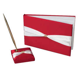 红白爪链签到本＋笔座 婚礼用品 西式婚礼出口欧美西式婚礼派对用