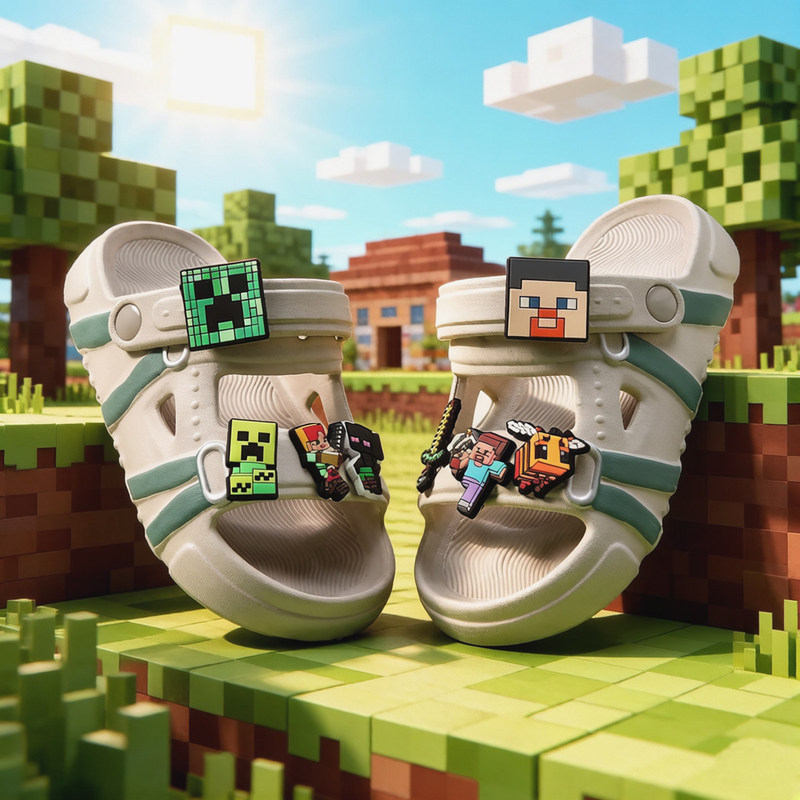 Minecraft Children's Sandals Boys' Slippers 2026 Summer New Model Boys' Non-Slip Soft Sole Sandals for Older Children