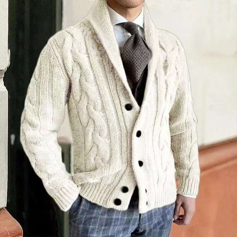 2025 Autumn/Winter New Knitted Cardigan Men's Turn-Down Collar Long Sleeve Twisted Sweater Jacket Cross-Border Amazon Men's Clothing 2025 Autumn/Winter New Knitted Cardigan Men's Turn-Down Collar Long Sleeve Twisted Sweater Jacket Cross-Border Amazon Men's Clothing