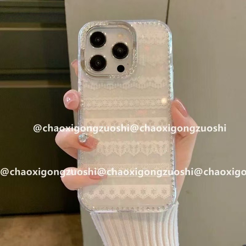 韩系ins可爱简单高级感白蕾丝适用iPhone16promax苹果15手机壳14|undefined