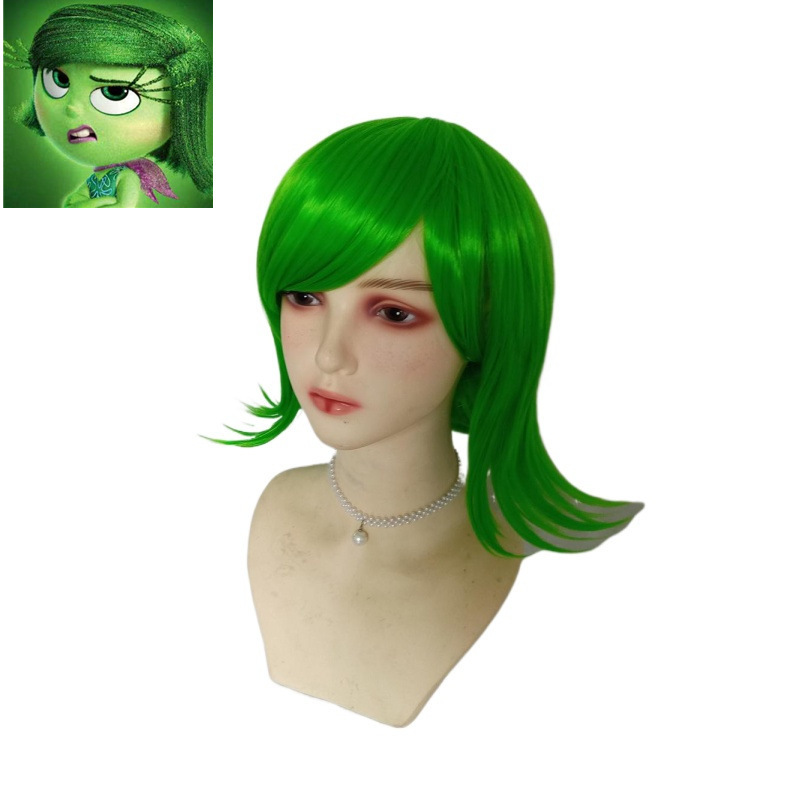 Inside Out Yanyan Cos Wig Green Shoulder-Length Short Hair Anime Wig Cosplay Universal