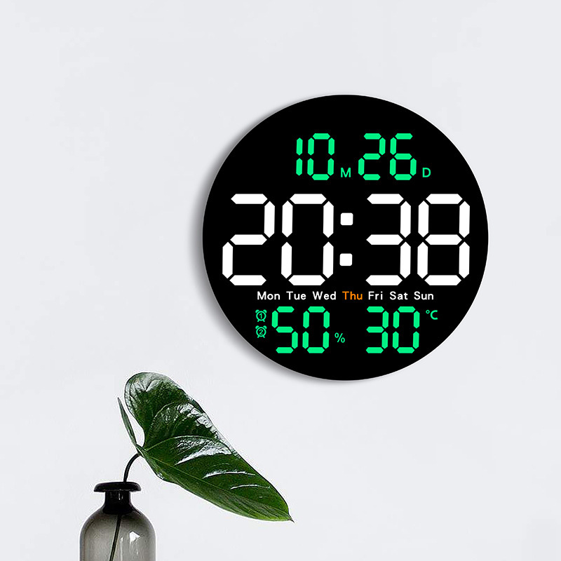 Simple Living Room Wall Clock Electronic Multi-functional Home Clock With Temperature And Humidity Silent Clock5501