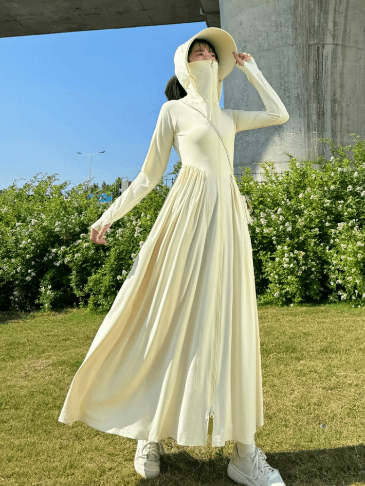 Long Waist-Cinching Ice Silk Sun Protection Clothing Skirt for Women Slim Summer Thin 2025 New Full Body Anti-Uv Sun Protection Clothing