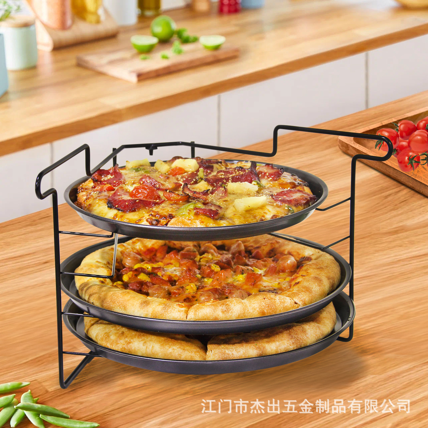 Estante de cocina plegable multifuncional transfronterizo de punto del fabricante Estante para platos de pizza Ingredientes Platos fríos Estante de guarnición de olla caliente