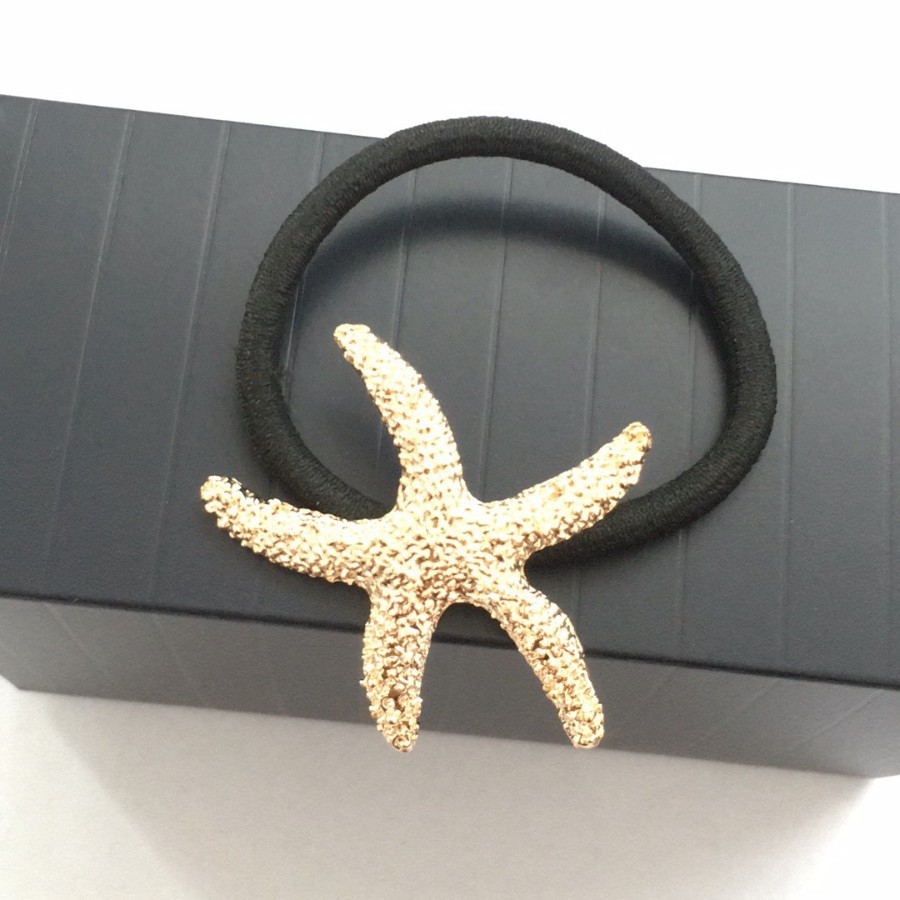 Fuente de la joyería de estilo coreano anillo de pelo de estrella de mar de oro textura de metal cuerda de pelo accesorios para el cabello estilo del océano precio de fábrica