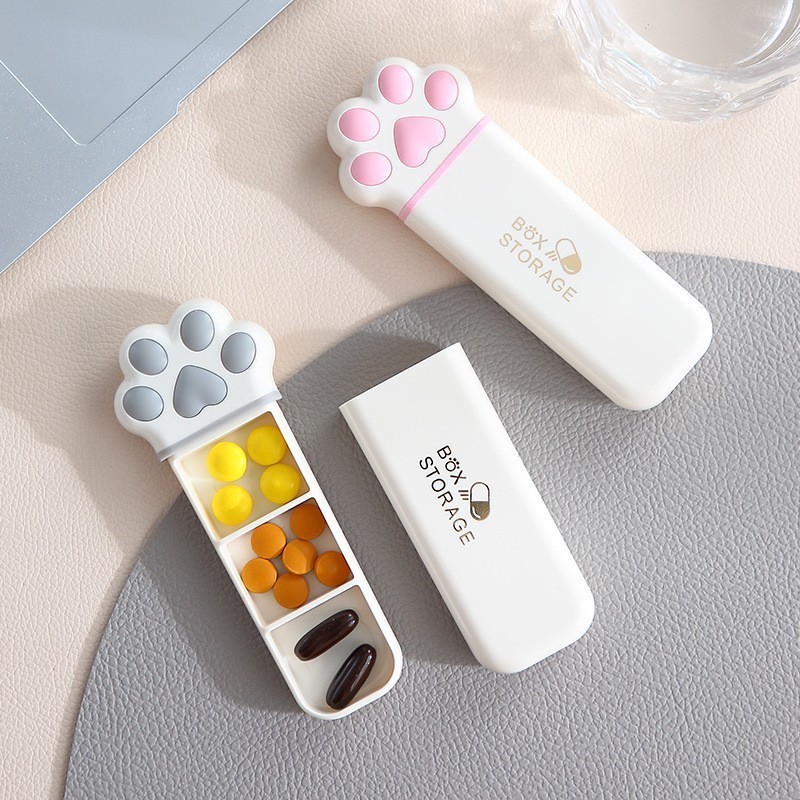 Cartoon portable cat's claw medicine box out of the pill capsule storage box multi-purpose compartment storage medicine box small size Cartoon portable cat's claw medicine box out of the pill capsule storage box multi-purpose compartment storage medicine box small size