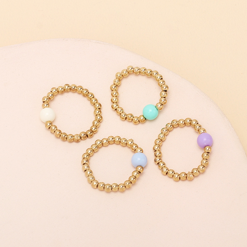 Simple New Geometric Elastic Ring Combination Set display picture 3