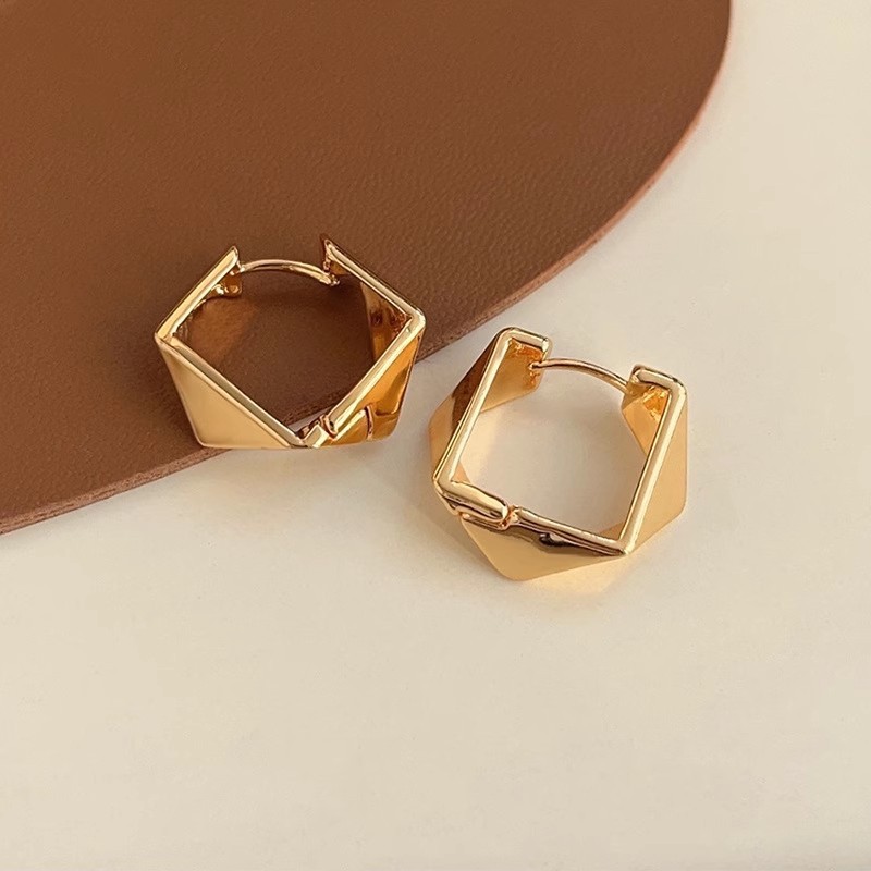 Metal Earrings, Irregular Geometric Ear Hoops, Niche Design, Punk Style Earrings, Simple Fashion Accessories for Girls