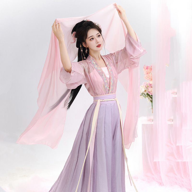 Original Authentic Chinese Style Jin-made Hanfu Women's Spring and Summer Pleated Dress Girl's Classical Elegant Hanfu Suit