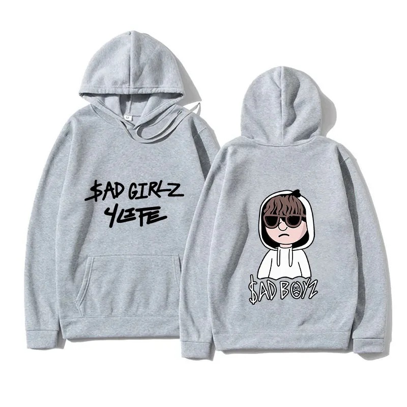 2025 sudadera con estampado de niño triste para hombre, sudadera de hip-hop para niña Harajuku, regalo de música elegante, suelto casual