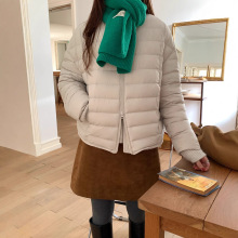 双拉链头圆领排骨羽绒服女冬季2025新款宽松休闲百搭长袖保暖外套