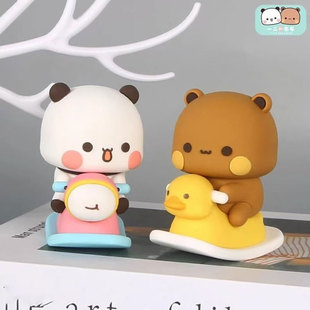Panda One and Two and Bubu Desktop Dolls Hand-Made Car Ornaments Cartoon Cute Anime Peripheral Trendy Dolls