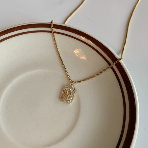 Copper Pendant Titanium Steel Necklace Women's M Letter 18K Gold Clavicle Chain New Product Niche Design Simple Accessories Necklace