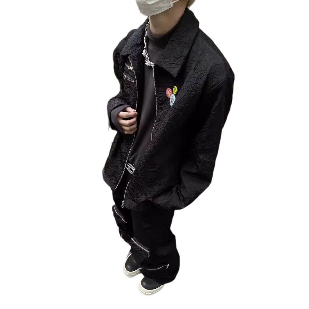 New retro design with pleats and built-in brooch lapel jacket for spring and autumn men's and women's fashion brands_voghion.com