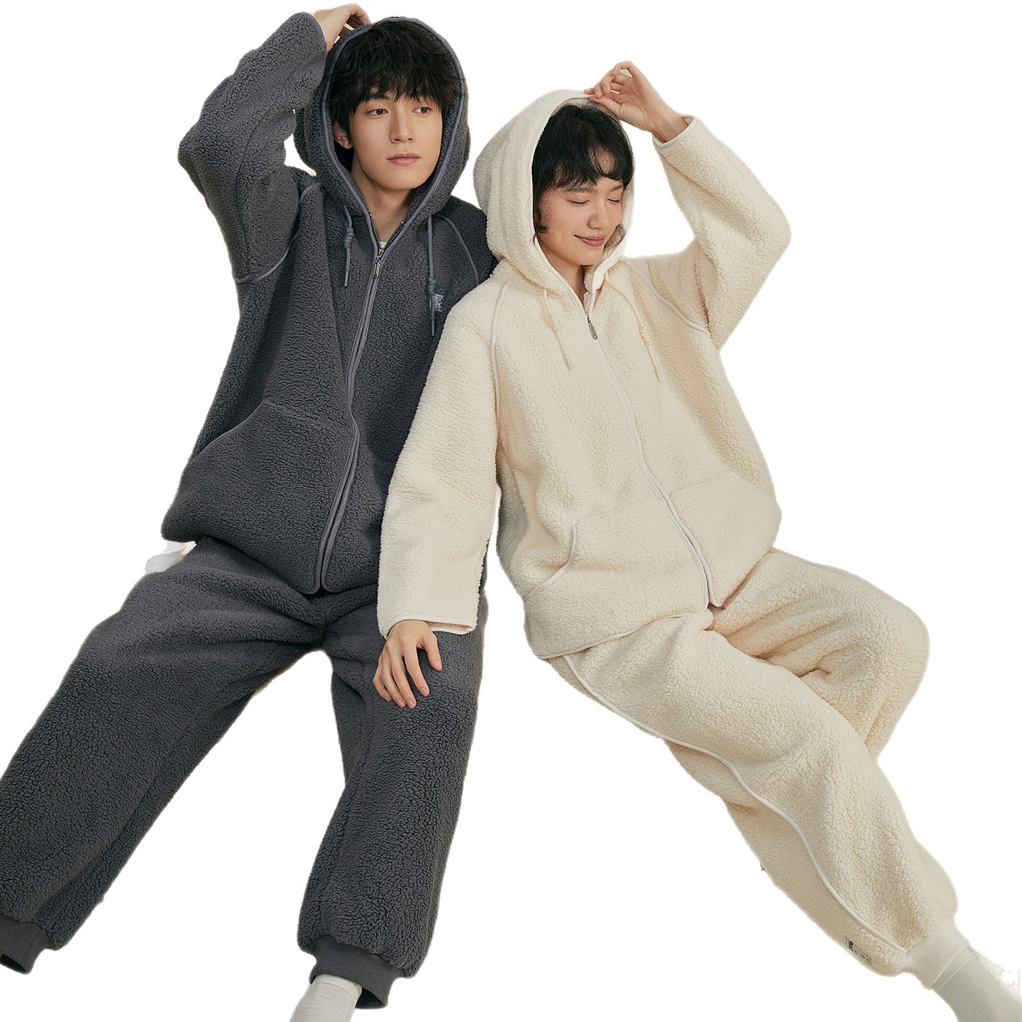 新型カップルパジャマ冬の北餅毛さんは保温家服セットを着てパジャマ男を厚くすることができる