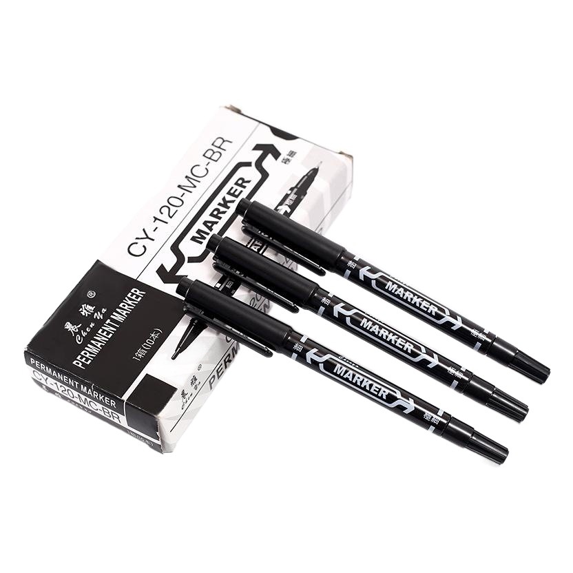Small double-headed marker oily 120 black quick-drying marker large capacity art painting Gouxianbi wholesale