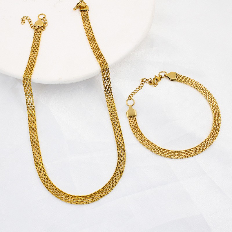 universal trend woven necklace and bracelet with diamond pattern…