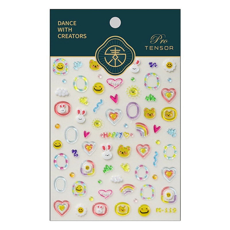 TENSOR nueva tecnología 5D delgada resistente tridimensional etiqueta engomada del clavo adhesivo del dedo de la jalea etiqueta engomada del clavo de la joyería M119