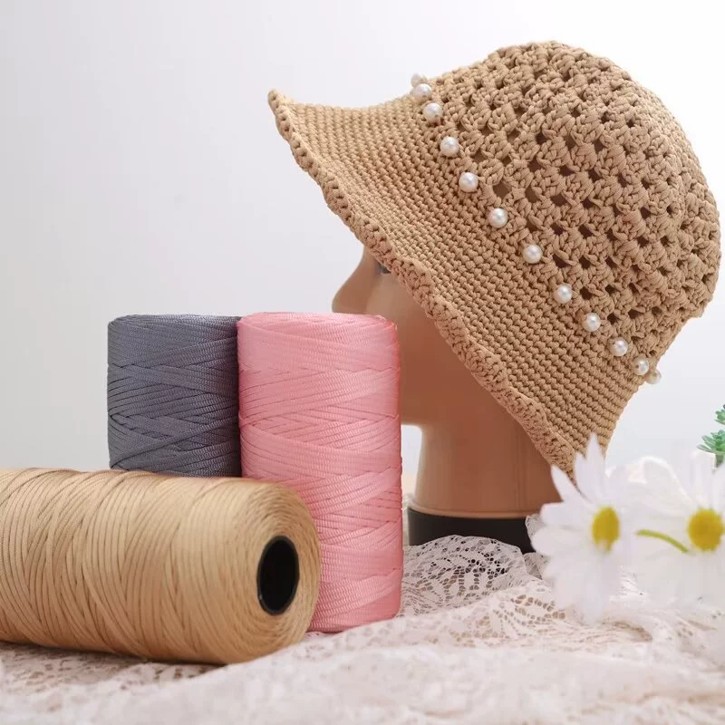 Мерсеризованная хлопчатобумажная и льняная нить, легкая плоская пряжа из ледяного шелка, вязаная крючком сумка ручной работы, шапка, полая нить для подушки.