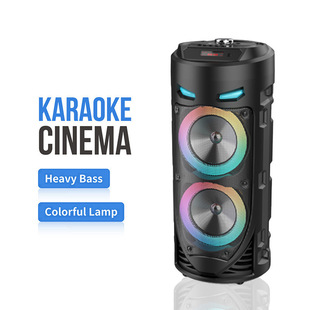 ZQS4239 新款双4寸彩灯蓝牙音响 移动便携式炫彩双喇叭炮筒音响-阿里巴巴