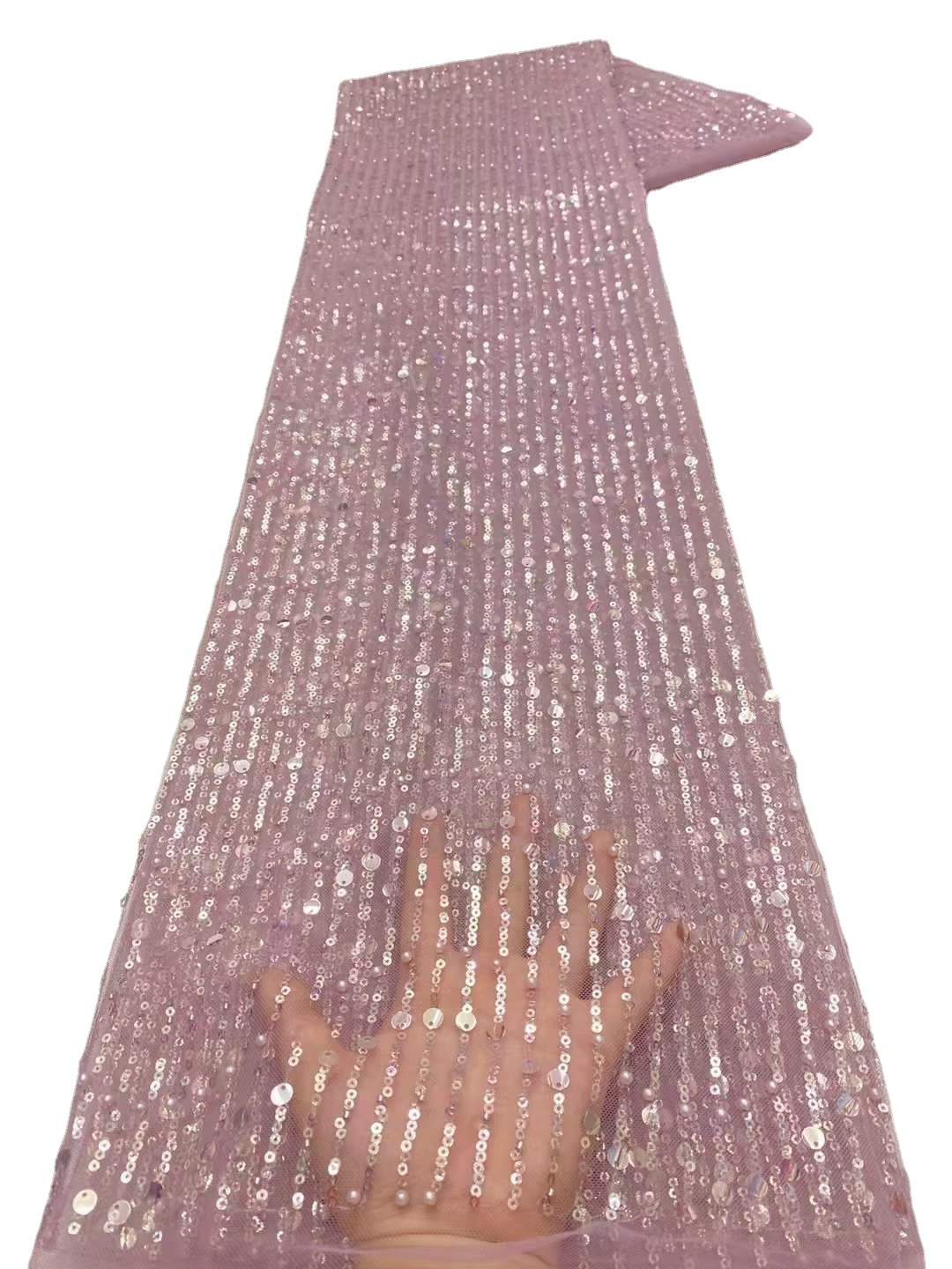 Tela de Malla Bordada a Rayas Verticales con Lentejuelas JX2729 Hilo de algodón para Ropa de Niños y Novia