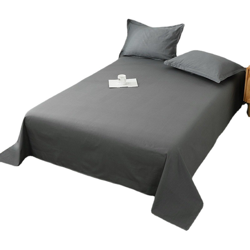 Solid Color Washed Cotton Bed Sheet, Simple Brushed Aloe Vera Cotton Sheet, Single Bed Bedding for Student Dormitory