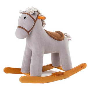 Boy and girl baby solid wood rocking horse classic gray Swedish rocking horse children's toy birthday gift