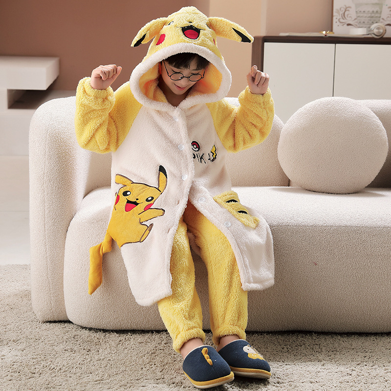 Winter coral velvet bathrobe for boys