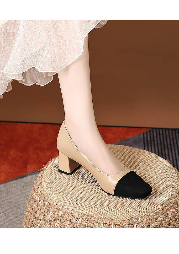 Women's Vintage Style Color Block Square Toe Pumps display picture 1