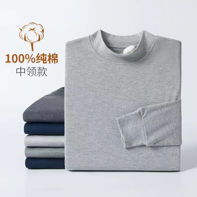 100%純綿秋服上下セット メンズ 中高年向け 保温下着 綿100% 内着 丸首 ベースレイヤー 冬用|undefined