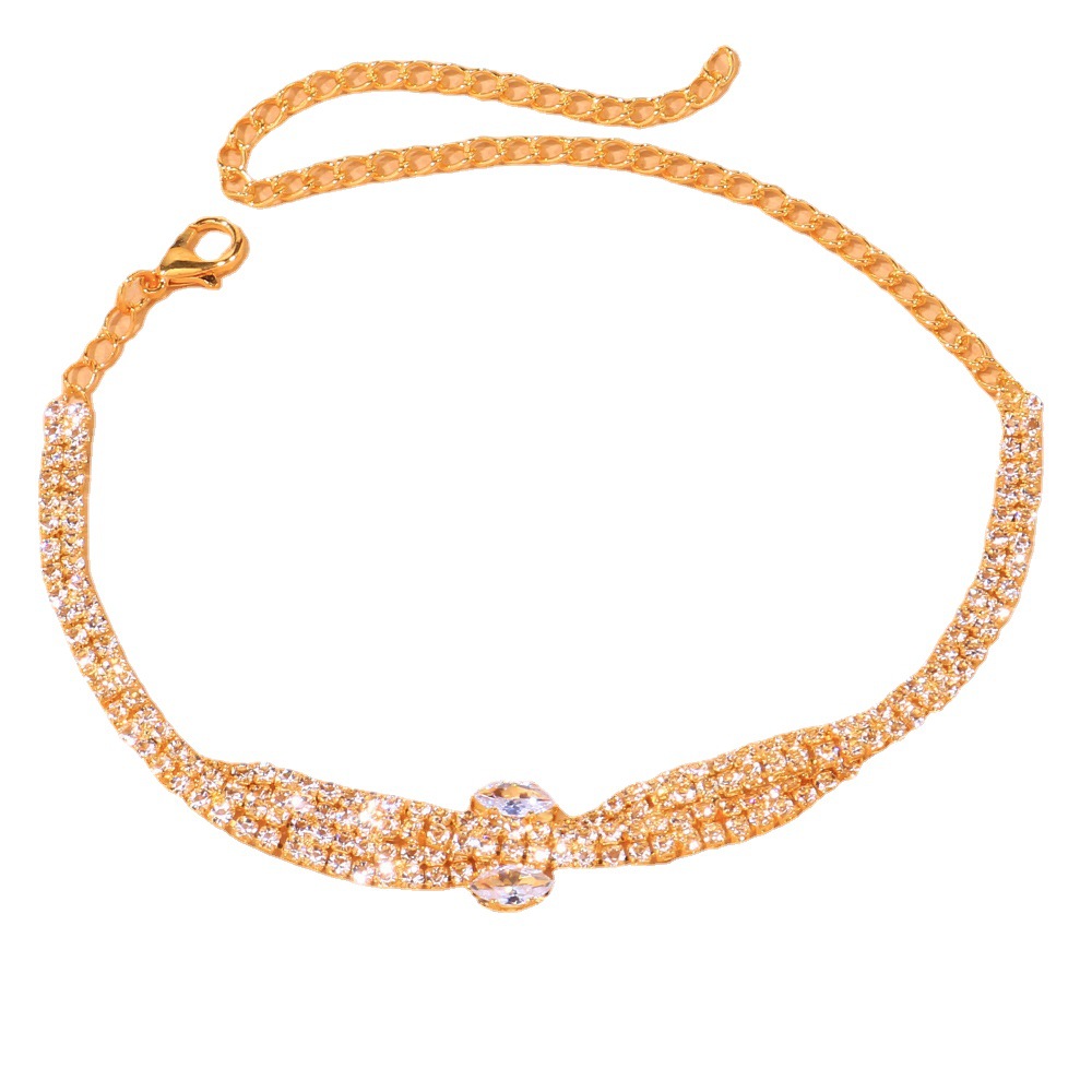 2023 nuevo ZIRCON tobillera europeo y americano simple playa brillante tobillera playa salvaje joyería tobillera