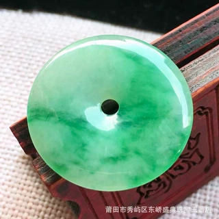 抖音货源批发缅甸天然翡翠吊坠  A货飘花平安扣带证书三八节礼物