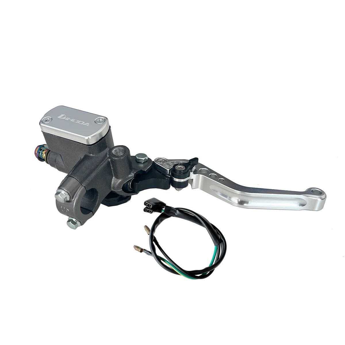 Universal modified hydraulic brake master cylinder for motorcycles and electric bikes with six-speed adjustable handle and power-off switch