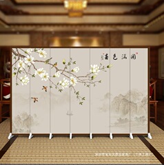 屏风隔断客厅入户正对门中式玄关遮挡可折叠移动山水饭店包间屏风