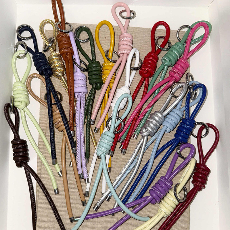 New PU Leather Rope Peruvian Knot Hanging Ornaments Hand-woven Fashion Mobile Phone Case Bag Pendant Car Keychain Bag Hanging Ornaments