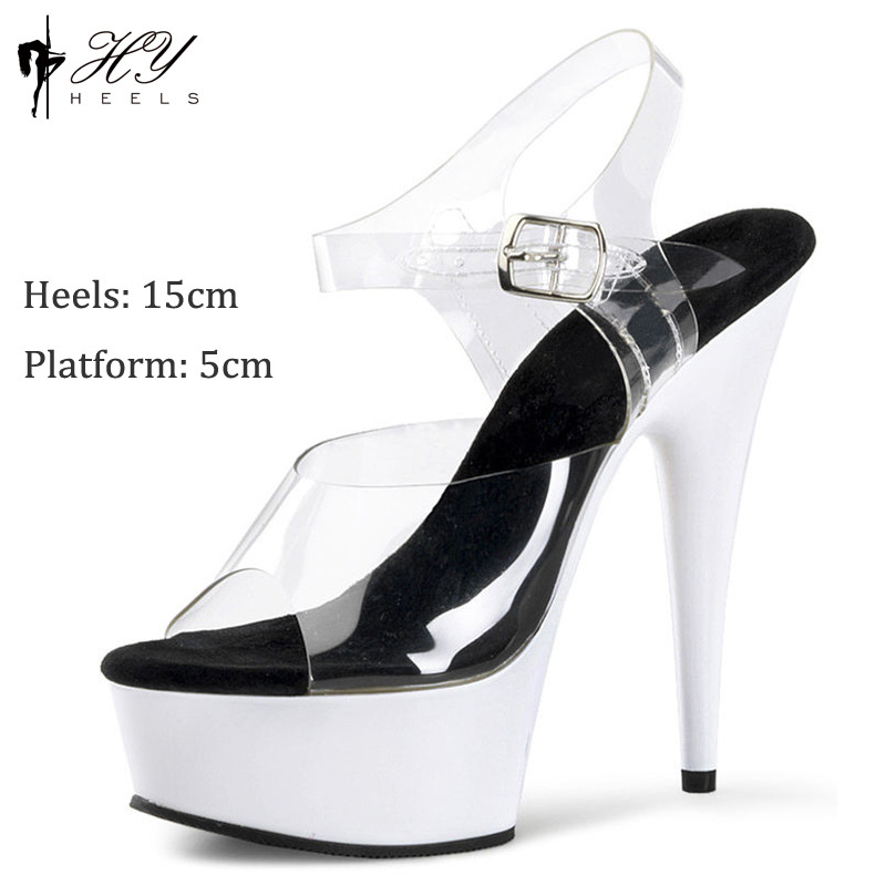 Sandal cao gót nữ gót nhọn 15 cm — Màu đen, Màu hồng, Màu trắng, Màu mơ