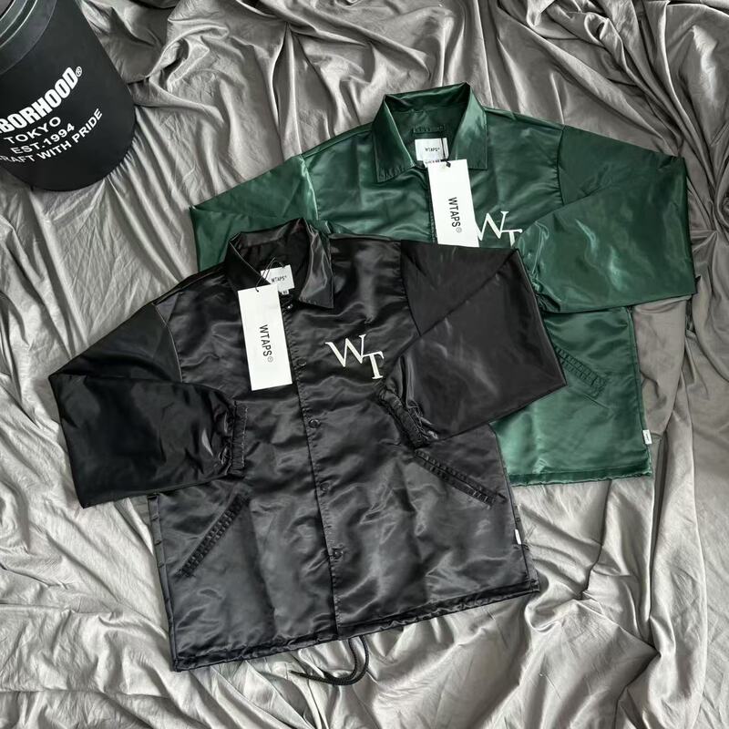 A generation of WTAPS satin letter embroidery coach jacket Japanese trend loose plus size men and women couples