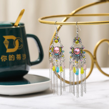 中国风水晶耳环 2026长款链条合金耳坠 你的蒂汐 义乌黛茜饰品