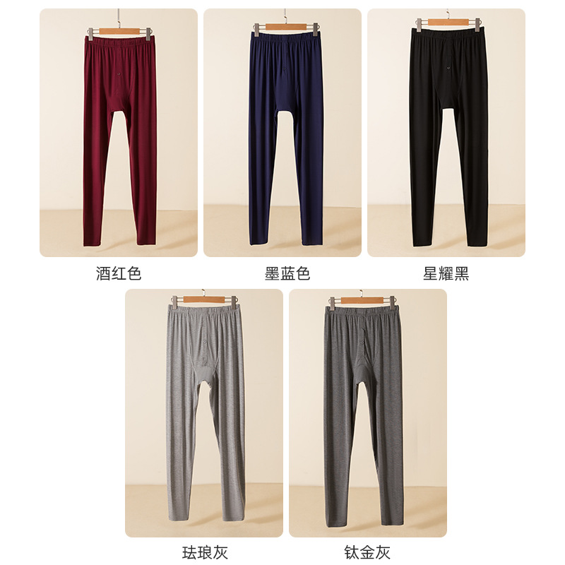 Modal de los hombres de largo Johns delgada transpirable de mediana edad más tamaño pantalones de pijama de verano calzoncillos de cintura alta casual pantalones de Casa de los hombres