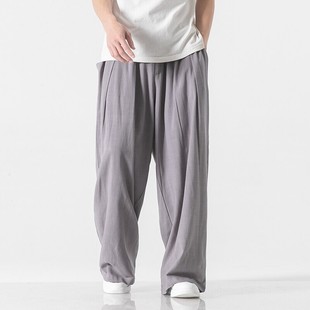 Summer Chinese Style Men's Cotton and Linen Pants, Long Harem Casual Pants, Thin Straight Pants, Trendy K179/P60