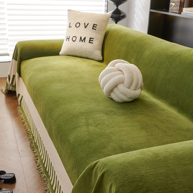 Simple toalla de sofá Schneier cubierta de tela de color sólido grueso cojín de sofá cubierta de cubierta anti-deslizante anti-gato cojín de asiento