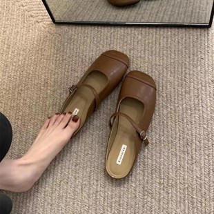 Baotou Half Slippers Women's Outer Wear 2025 New Korean Style Gentle Fairy Soft Flat Casual Slip-on Mueller Shoes